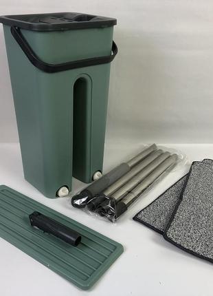 Швабра - лентяйка с ведром и автоматическим отжимом 2 в 1 hand free cleaning mop...