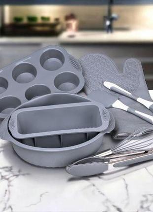 Силіконовий набір форм для випічки з антипригарним покриттям з кухонним приладдям та прихваткою 8 шт.с