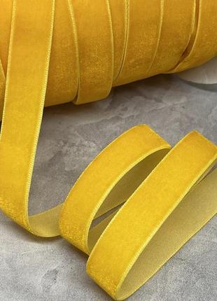 Велюр лента 1,5 см, цвет-темно-желтый, метр, жёлтый