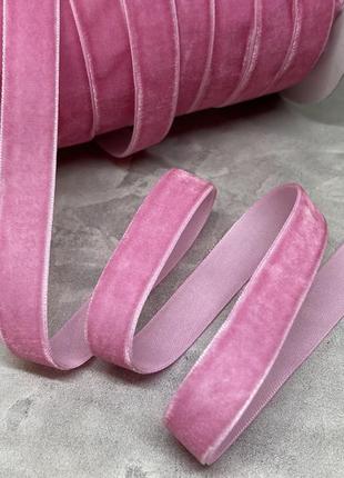 Велюр стрічка 1,5 см , колір-рожевий, метр, рожевий