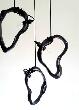 Дизайнерский черный подвесной светильник в форме кольца. изделия из дуба ручной работы.