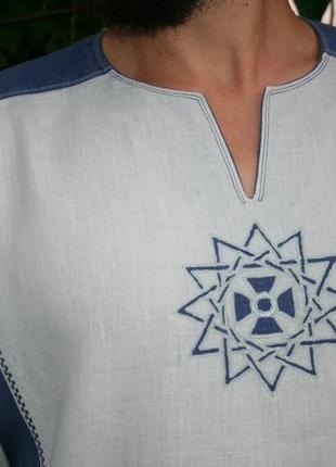 Рубашка льняная мужская звезда эрцгаммы2 фото