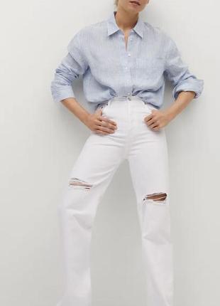 Джинси з потертостями wide-leg mango 36р