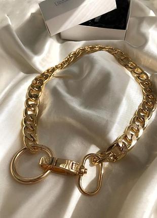 Ланцюг на шию, золотий ланцюг на шию, масивний ланцюг на шию, ланцюг із замком на шию,ланцюжок чокер3 фото