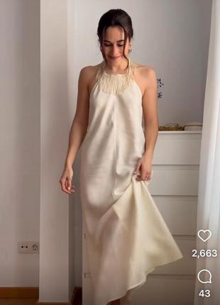 Роскошное льняное платье с бахромой zara - limited edition6 фото