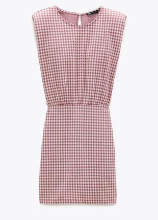 Платье мини в клетку, клетчатое платье zara