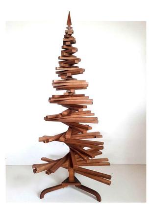 Дерев'яна ялинка в горіхових тонах, дерев'яна ялинка ручної роботи, новорічна ялинка nordic 2024