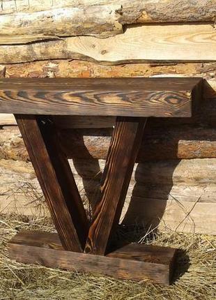 Дерев'яний пристінний столик консоль "древо вогню"2 фото