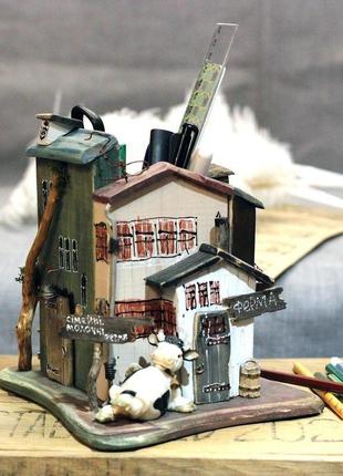 Wooden pencil case "farmer's" for home gift handmade карандашница exclusive pc-24