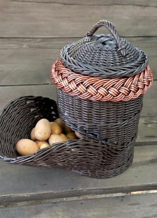 Кошик для зберігання картоплі та цибулі. плетений кошик для овочів. лоток для овочів