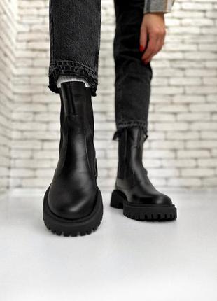 Новые черные кожаные зимние челси ботинки ботинки5 фото