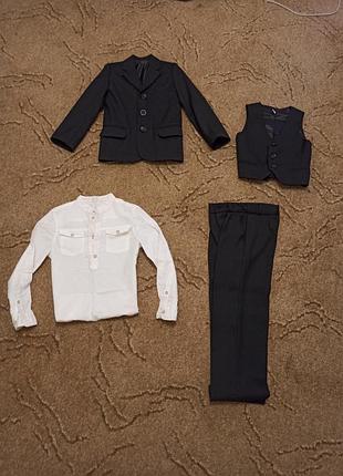Школьная форма, набор, комплект . пиджак, брюки, жилет.