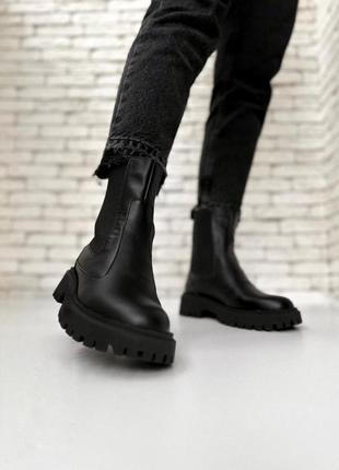 Новые черные кожаные зимние челси ботинки ботинки7 фото