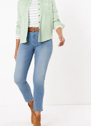 Стильные! хлопковые! голубые базовые джинсы, slim regular, blue denim