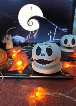 Свічка в кашпо "джек скеллінгтон" / halloween декор