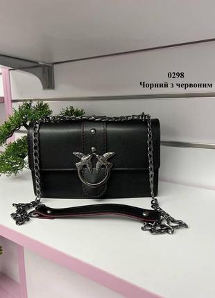 Стильный женский молодежный клатч каркасный цвет черно-красный | материал качественная экокожа с птичками