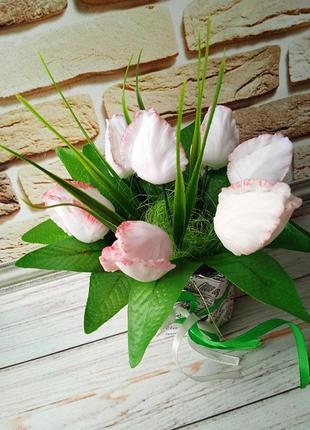 Белоснежные тюльпаны с мыла ручной работы3 фото