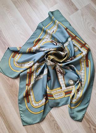 Оригігал шовкова хустка hermes silk scarf camails designed by f. de la perriere вінтажна хустка з натурального шовку