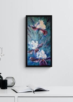 Картина с ирисами цветочная картина маслом на холсте6 фото