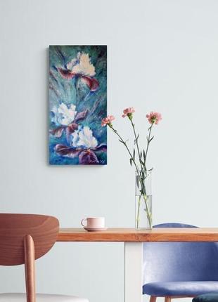 Картина с ирисами цветочная картина маслом на холсте7 фото