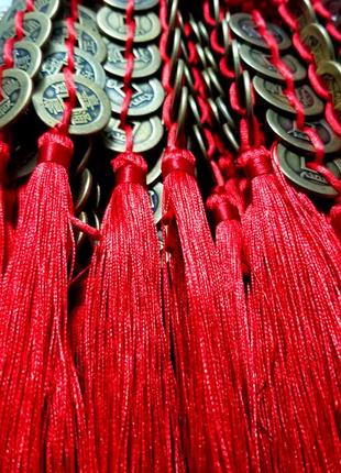 Китайські потовщення 5 монет із вузлом нескінченної удачі, (заточені) фен-шуй монета...