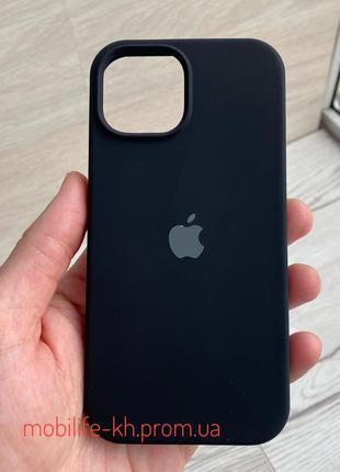 Чехол silicone case iphone 15 black ( силиконовый чехол iphone 15 с микрофиброй )