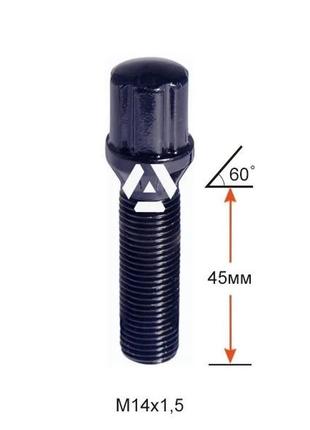 Колісний болт a174177sd ba cr m14х1,5х45мм конус для вузьких отворів у диску хром ключ-адаптер