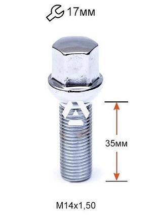 Болт колесный a184137 cr m14х1,5х35мм сфера (удлиненный) хром ключ 17