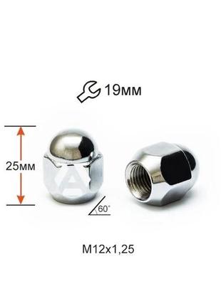 Гайка колесная a601144 m12х1,25х25мм конус (matiz, nissan, niva, subaru, suzuki) закрытая хром ключ 19