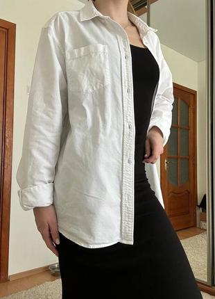 Сорочка біла базова бавовна з чоловічого плеча оверсайз, щільний котон тримає форму7 фото