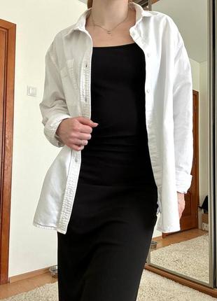 Сорочка біла базова бавовна з чоловічого плеча оверсайз, щільний котон тримає форму