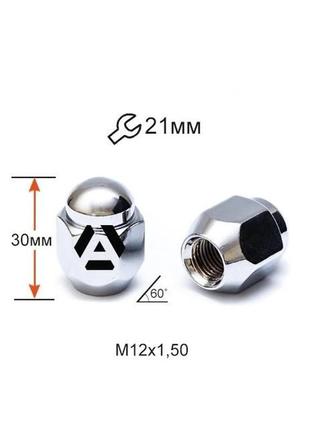 Гайка колесная a701145 m12х1,5х30мм конус (mazda, kia, hyundai, daihatsu) закрытая хром ключ 21