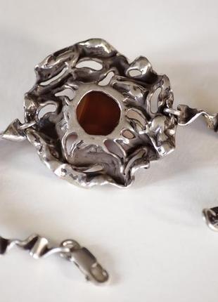 Серебрянный браслет с сердоликом4 фото