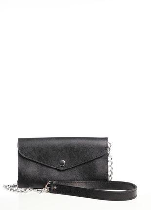 Кожаная сумочка-клатч черного цвета