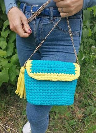 Yellow blue rectangle bag сумка