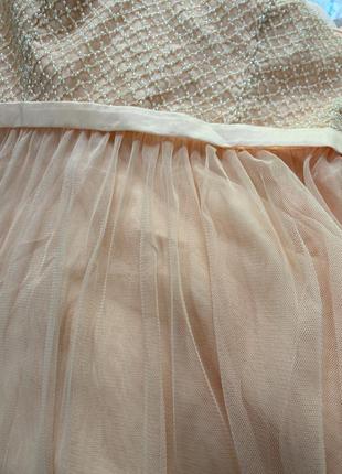 Персиковое вечернее платье из фатина3 фото