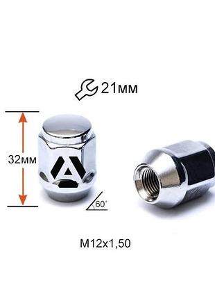 Гайка колесная a901345 m12х1,5х32мм конус (mazda, kia, hyundai, daihatsu) закрытая хром ключ 21