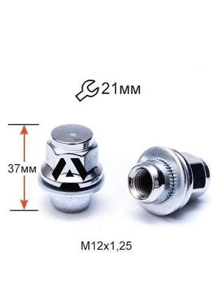 Гайка колесная a723844 m12х1,25х37мм прессшайба (nissan, infiniti) закрытая хром ключ 21