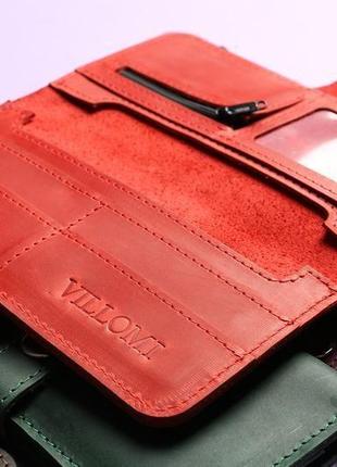 Купить красное портмоне из натуральной кожи3 фото