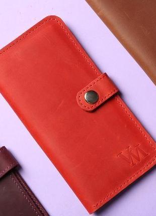 Купить красное портмоне из натуральной кожи4 фото