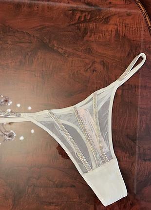Трусики з камінням, труси, белье, білизна victoria’s secret m