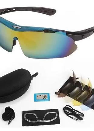 Захисні окуляри oakley без бренду сині 5 пар змінних лінз