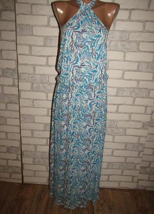 Довга сукня сарафан принт blue motion4 фото