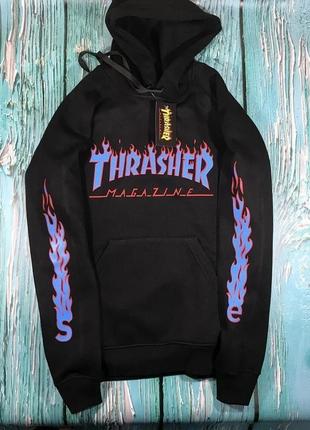 Толстовка чорна thrasher fire