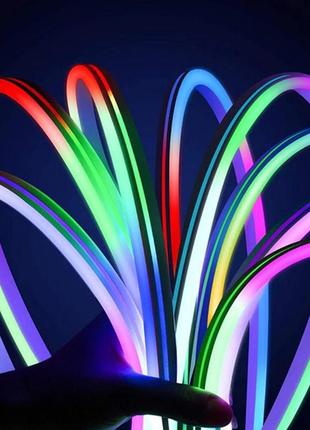 Светодиодная неоновая rgb smart led лента digital 220v, ip65, комплект 10 метров с...
