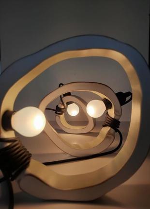 Винтажная люстра в форме колец. деревянная лампа. скандинавский светильник ручной работы.2 фото