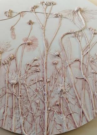 Ботанічний барельєф квіткове панно гіпсовий декор6 фото