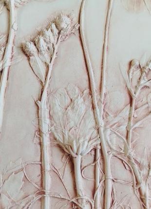 Ботанічний барельєф квіткове панно гіпсовий декор7 фото