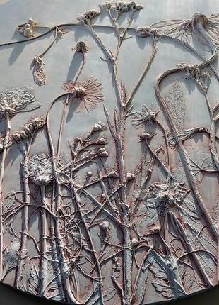 Ботанічний барельєф квіткове панно гіпсовий декор3 фото