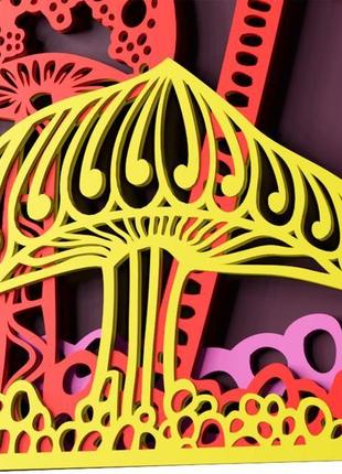 Набор для творчества деревянная 3d раскраска фантастические грибы, 20 * 29 см10 фото